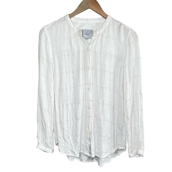 Rails Eloise Ivory Rose Gold Plaid Button Down Long Sleeve Flannel Shirt XS - Picture 1 of 11